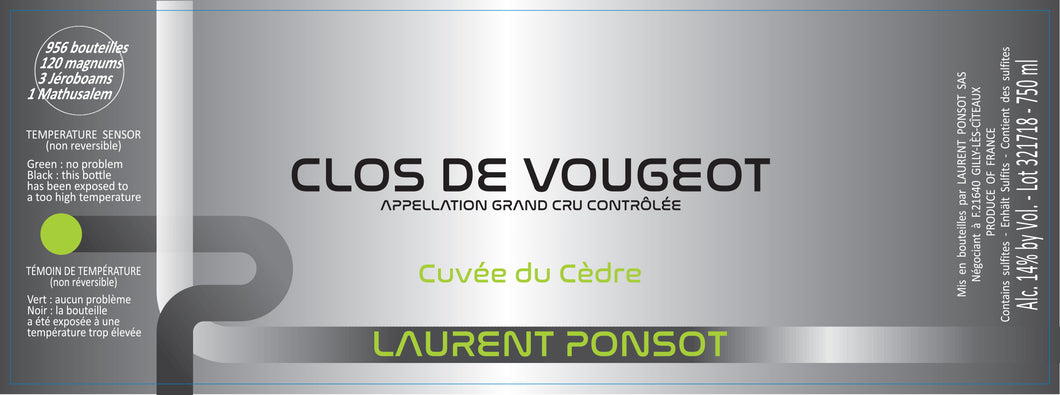 Laurent Ponsot<br />2017 Clos de Vougeot Grand Cru Cuvée du Cèdre<br>France